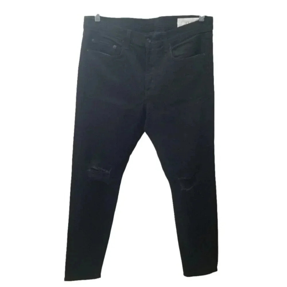 Nwot Rag & Bone Black Holes Distressed Skinny Leg Jeans Size 36